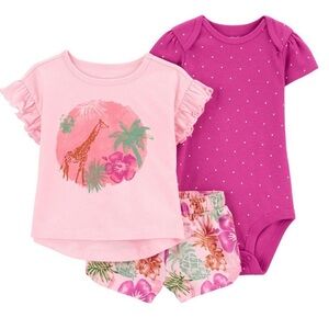 NWT Carter's Child of Mine Newborn Baby Girls' 3 Piece Set - Pink Giraffe